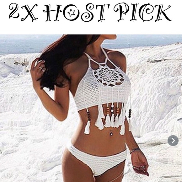 White Crocheted Bikini Suit Size Small - Picture 4 of 6
